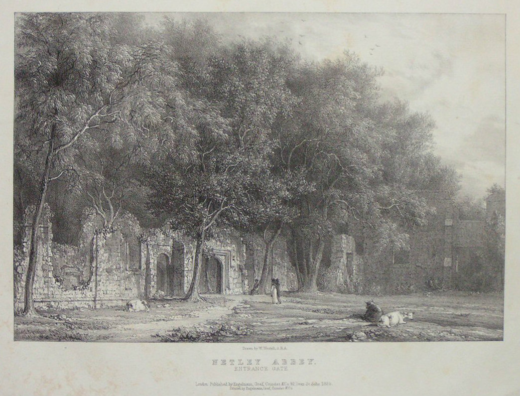 Lithograph - Netley Abbey. Entrance Gate. - 